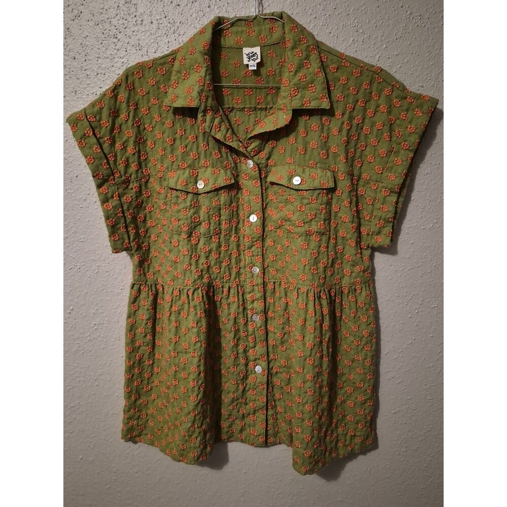 Ivy Jane XS Embroidered Tunic Green Preppy Baby Doll Feminine Girly